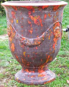 Vase d'Anduze terre noire patine flamboyante