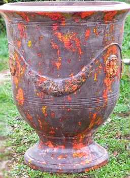 Vase d'Anduze terre noire patine flamboyante