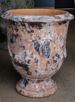 Vase d'Anduze terre rouge patine bleu